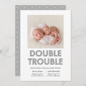 Double Trouble Gray Twins Baby Ankündigung (Vorne/Hinten)