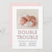 Double Trouble Twins Baby Ankündigung (Vorne/Hinten)