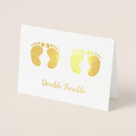 Double Trouble Twins Neue Baby-Ankündigung Gold Folienkarte