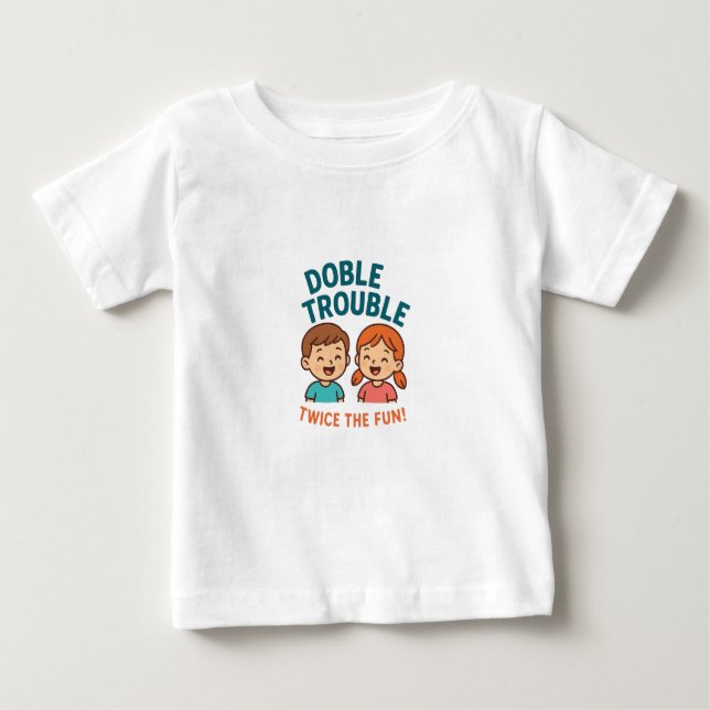 Double Trouble Zwillinge T-Shirt – Süßes lustiges  (Vorderseite)