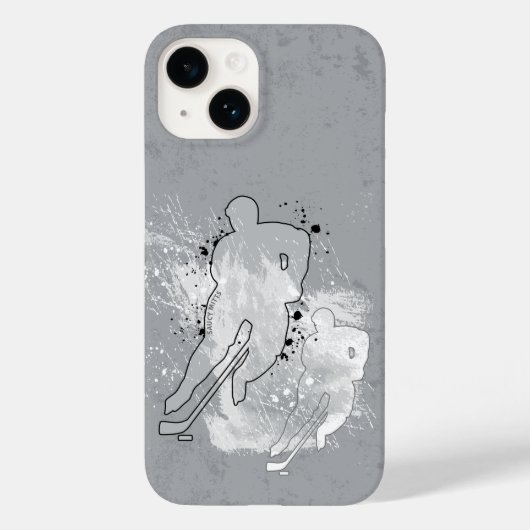 Double Vision Hockey Player Grau Case-Mate iPhone Hülle (Rückseite)