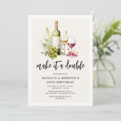 Double Wine Joint Birthday Party Einladung (Stehend Vorderseite)