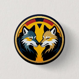 Double Wolf Emblem Logo With Golden Circle Button