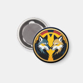 Double Wolf Emblem Logo With Golden Circle Magnet (Vorderseite/Rückseite)