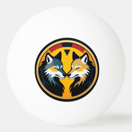 Double Wolf Emblem Logo With Golden Circle Tischtennisball