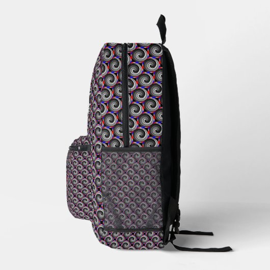 Double Yin Yang Spiral von Kenneth Yoncich Bedruckter Rucksack (Rechts)