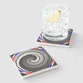 Double Yin Yang Spiral von Kenneth Yoncich Steinuntersetzer (Seitenansicht)