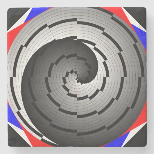 Double Yin Yang Spiral von Kenneth Yoncich Steinuntersetzer (Vorderseite)