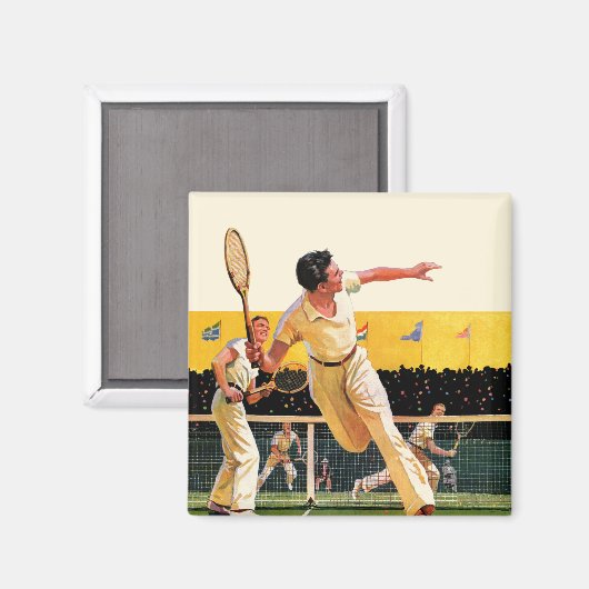 Doubles Tennis Match Magnet (Vorderseite/Rückseite)