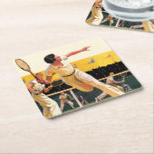 Doubles Tennis Match Rechteckiger Pappuntersetzer (angewinkelt)