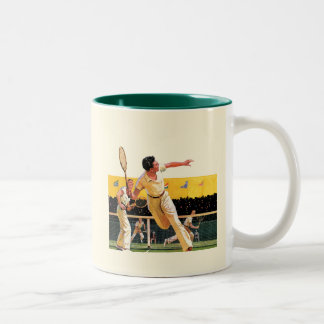 Doubles Tennis Match Zweifarbige Tasse