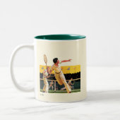 Doubles Tennis Match Zweifarbige Tasse (Links)