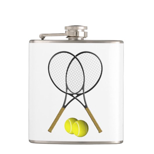 Doubles Tennis Thema Sport Flachmann (Vorderseite)