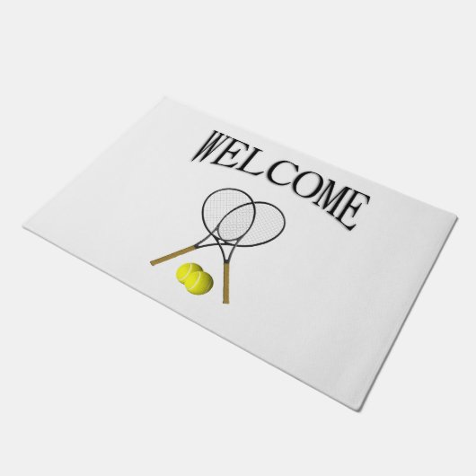 Doubles Tennis Thema Sport Fußmatte (Schrägansicht)