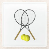 Doubles Tennis Thema Sport Glasuntersetzer (Vorderseite)