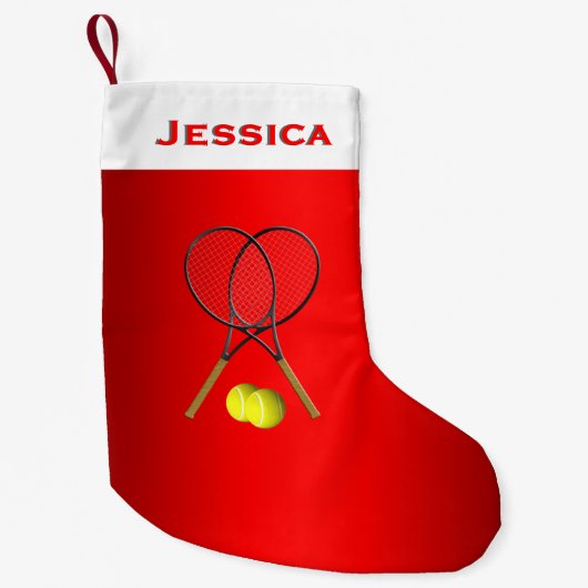 Doubles Tennis Thema Sport Kleiner Weihnachtsstrumpf (Vorderseite)