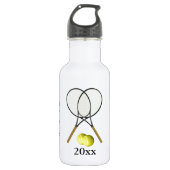 Doubles Tennis Thema Sport Name / Datum Edelstahlflasche (Vorderseite)