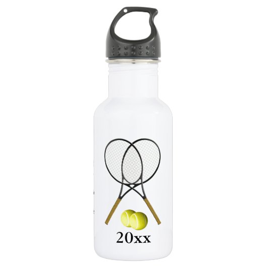 Doubles Tennis Thema Sport Name / Datum Edelstahlflasche (Vorderseite)