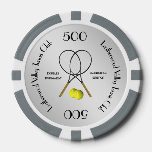 Doubles Tennis Thema Sport Silver Pokerchips (Vorderseite)