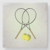 Doubles Tennis Thema Touch Green Steinuntersetzer (Vorderseite)