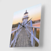 Doubling Point Lighthouse, Arrowsic Island, Maine Quadratische Wanduhr (Winkel)