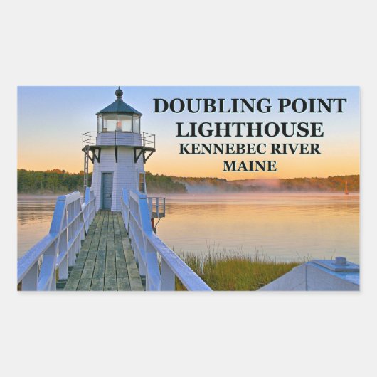 Doubling Point Lighthouse, Arrowsic Island, Maine Rechteckiger Aufkleber (Vorderseite)