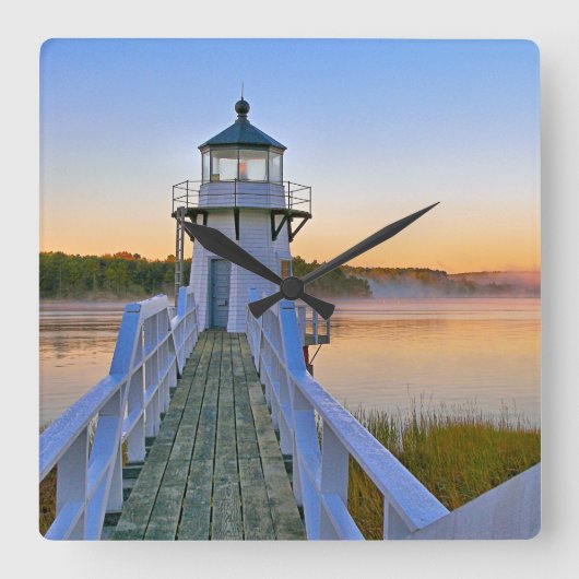 Doubling Point Lighthouse, Maine Quadratische Wanduhr (Vorderseite)