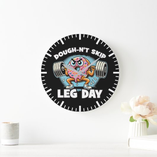 Dough-n-nicht Skip Leg Day - Funny Niedlich Donut Große Wanduhr (Zuhause)