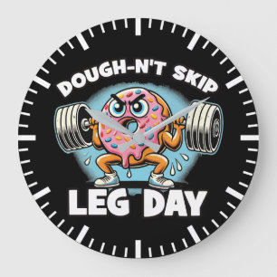 Dough-n-nicht Skip Leg Day - Funny Niedlich Donut Große Wanduhr