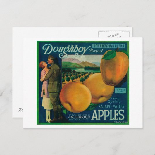 Doughboy Apple Crate LabelWatsonville, CA Postkarte (Vorne/Hinten)