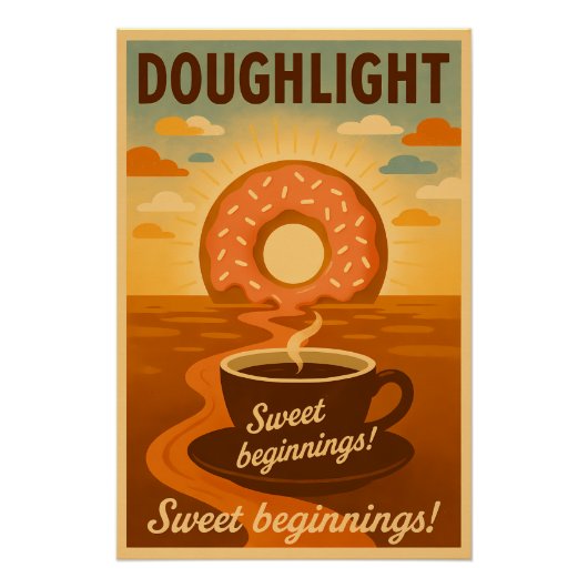 Doughlight Retro Donut Coffee Poster (Vorderseite)