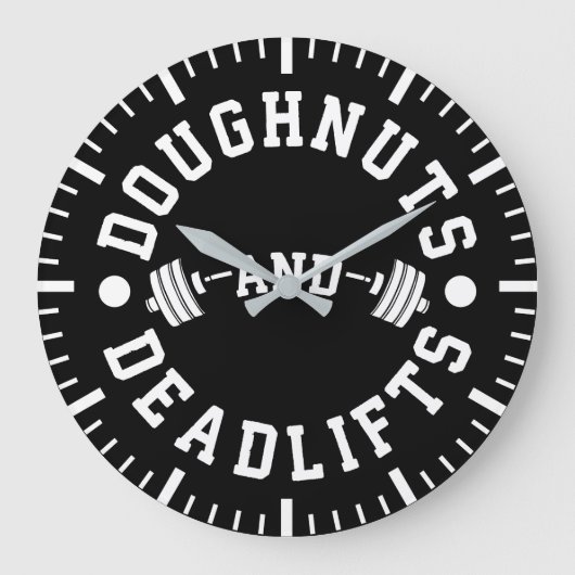Doughnut and Deadlifts - Carbon - Funny Workout Große Wanduhr (Vorderseite)