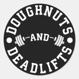 Doughnut and Deadlifts - Carbon - Funny Workout Runder Aufkleber