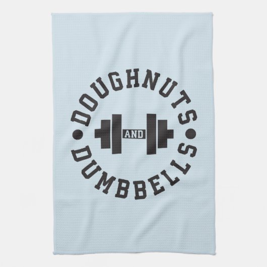 Doughnut and Dumbells - Carbon - Funny Workout Geschirrtuch (Vertikal)