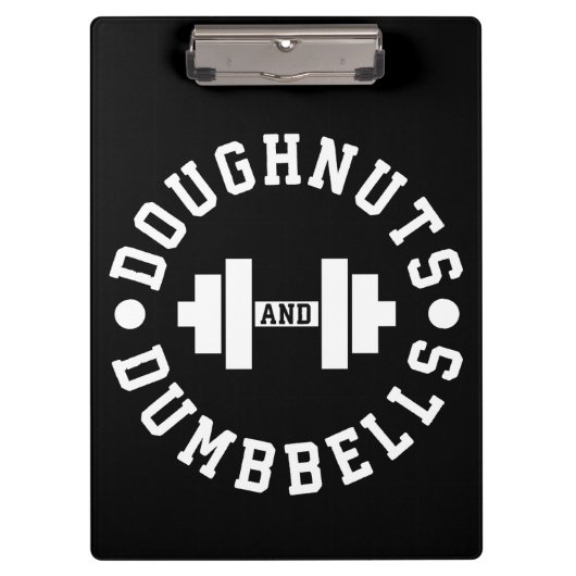 Doughnut and Dumbells - Carbon - Funny Workout Klemmbrett (Vorderseite)