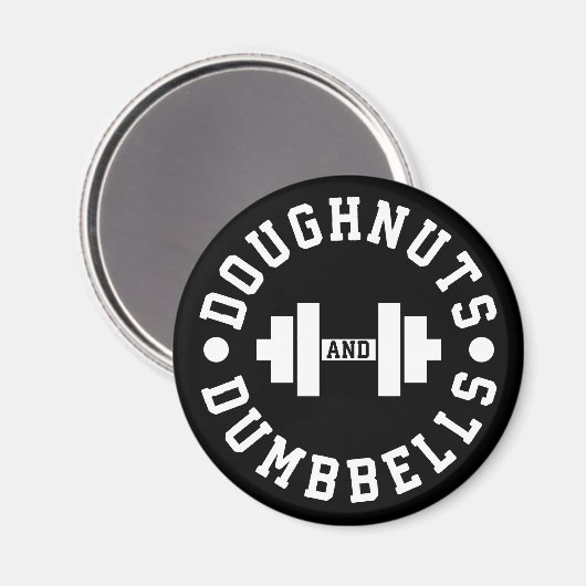 Doughnut and Dumbells - Carbon - Funny Workout Magnet (Vorderseite/Rückseite)