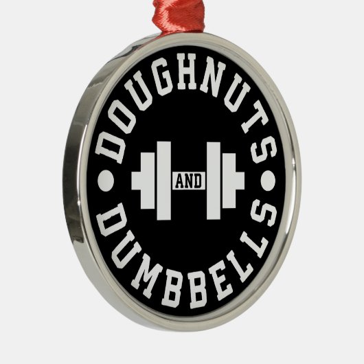 Doughnut and Dumbells - Carbon - Funny Workout Silbernes Ornament (Rechts)