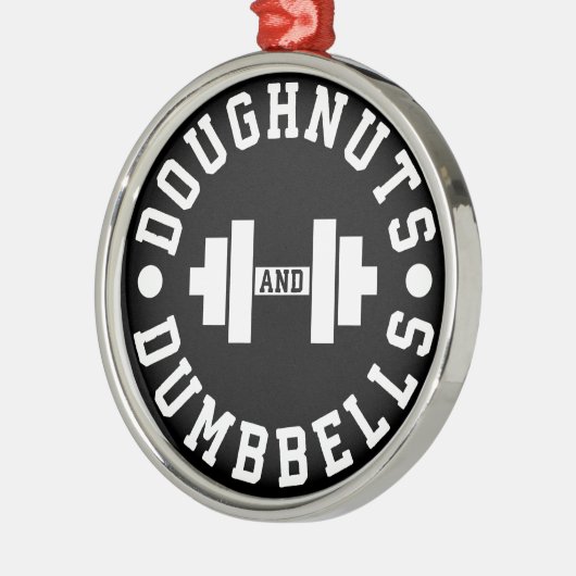 Doughnut and Dumbells - Carbon - Funny Workout Silbernes Ornament (Links)