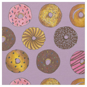Doughnut Donuts Lila Frühstück Junk Food Pastry Stoff
