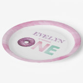 Doughnut First Birthday Personalisiert Pappteller (Schrägansicht)