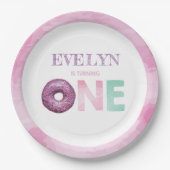 Doughnut First Birthday Personalisiert Pappteller (Vorderseite)