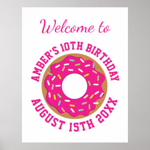 Doughnut Geburtstagsthema niedliches Willkommenspe Poster