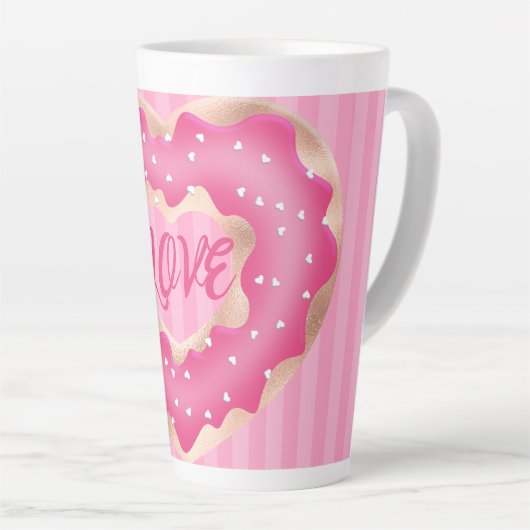 Doughnut Lover Pink Latte Tasse (Rechte Ecke)