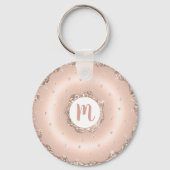 Doughnut Monogram Rose Gold Glitzer Skript mädchen Schlüsselanhänger (Vorderseite)