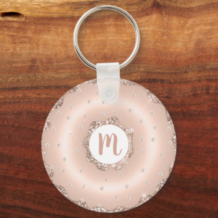 Doughnut Monogram Rose Gold Glitzer Skript mädchen Schlüsselanhänger