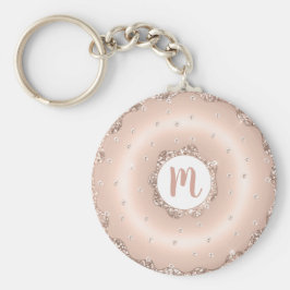 Doughnut Monogram Rose Gold Glitzer Skript mädchen Schlüsselanhänger