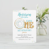 Doughnut One Sweet 1st Birthday Party Einladung (Stehend Vorderseite)