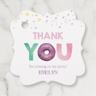 Doughnut Party Personalisiert Danke Geschenkanhänger
