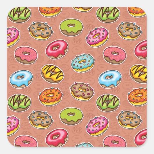Doughnut Quadratischer Aufkleber (Vorderseite)