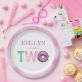 Doughnut Second Birthday Personalisiert Pappteller (Party)